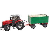 Faller FA161588 MF Tractor with Wood Chip Trailer Viking Accessories for Model Railway, Model Building, Not Inquired, Red