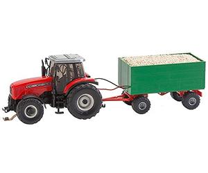 Faller FA161588 MF Tractor with Wood Chip Trailer Viking Accessories for Model Railway, Model Building, Not Inquired, Red
