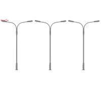 Faller LED Curved Neck Dbl Arm Street Light Cool White 94mm (3) , HO Scale