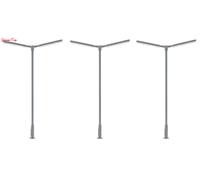 Faller LED Straight Dbl Arm Street Light Cool White 95mm (3) , HO Scale