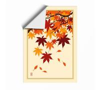 Falling Autumn Leaves Japandi Unframed Wall Art Print A3 (42×29.7cm), Wall Decor for Living Room, Bedroom, Office & Home, Art Gift