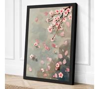 Falling Cherry Blossom Canvas Wall Art Print 18x12 Inch (46 x 30 cm)