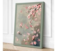 Falling Cherry Blossom Canvas Wall Art Print 24x16 Inch