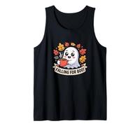 Falling for Boo Cute Ghost Coffee Spooky Season Tank Top