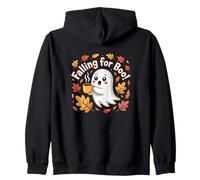 Falling For Boo Cute Ghost Coffee Spooky Season Zip Hoodie