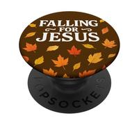 Falling For Jesus Christian Faith Christianity Autumn Leaves PopSockets Adhesive PopGrip