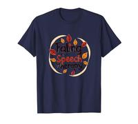 Falling for Speech Therapy - Autumn Themed Gift T-Shirt, Men, Navy, XL