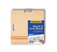 Falling in Art 18x18 Sketch Board, Drawing Tote Board for Artists with Sturdy Clip and Rubber Bands, Portable Art Clipboard for Classroom and Studio Drawing