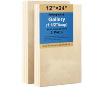 Falling in Art 2 Pack Unfinished Wooden Canvas Panels, 12x24 Gallery Birch Wood Panels Kit, 1 1/2" Deep Art Cradle Boards for Acrylic Painting, Pouring and Burning