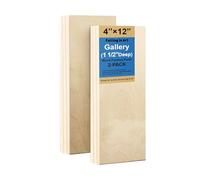 Falling in Art 2 Pack Unfinished Wooden Canvas Panels, 4x12 Gallery Birch Wood Panels Kit, 1 1/2" Deep Art Cradle Boards for Acrylic Painting, Pouring and Burning