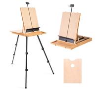 Falling in Art Large French Style Easel - Portable Field and Studio Sketchbox, Plein Air Adjustable Tripod Easel with Detachable Drawer for Display, Painting, Sketching