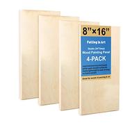 Falling in Art Unfinished Birch Wood Panels Kit for Painting, Wooden Canvas 4 Pack of 8x16’’ Studio 3/4’’ Deep, Cradle Boards for Pouring, Art, Crafts, Burning and More