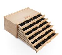 Falling in Art Wooden Pastel Storage Box, Artist Supply Storage Box With 6 Removable Drawer, Portable Organizer Box for Pencils, Markers, Brushes and Painting Tools