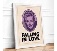 Falling in Love Vintage Framed Wall Art Print A3 White