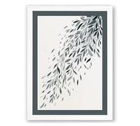 Falling Leaves Botanical Framed Wall Art Print A4 (29.7×21cm) White, Wall Decor for Living Room, Bedroom, Office & Home, Ready to Hang, Art Gift