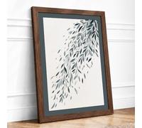 Falling Leaves Botanical Framed Wall Art Print A4 Walnut
