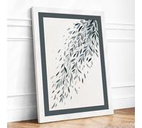 Falling Leaves Botanical Framed Wall Art Print A4 White