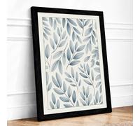 Falling Leaves Pattern Botanical Framed Wall Art Print A4 Black