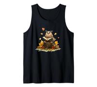 Falling Leaves with Reading Owl for Books Season Lovers Tank Top