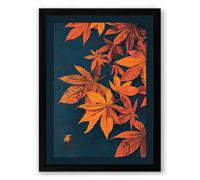 Falling Maple Leaves Botanical Framed Wall Art Print A1 (84.1×59.4cm) Black, Wall Decor for Living Room, Bedroom, Office & Home, Ready to Hang, Art Gift