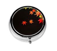 Falling Maple Leaves Mini Round Pill Box, can be Put into Wallet, Pocket, Light and Convenient, 3 Compartment Pill Box, Portable Pill Box,
