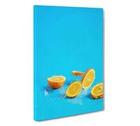 Falling Oranges Canvas Print | Gallery Wrapped 30mm Frame Wall Art | 30x20 inches | Ready to Hang | Modern Still Life Picture | Living Room Bedroom Lounge Office