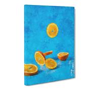Falling Oranges Painting Modern Canvas Wall Art Print Ready to Hang, Framed Picture for Living Room Bedroom Home Office Décor, 30x20 Inch (76x50 cm)