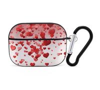 Falling Red Hearts AirPod Pro Case, Anti Scratch Hard PC Cover with Keychain, AirPod Pro 2nd/1st Case Accessories for Women Men, Black-Style