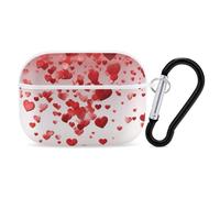 Falling Red Hearts AirPod Pro Case, Anti Scratch Hard PC Cover with Keychain, AirPod Pro 2nd/1st Case Accessories for Women Men, White-Style