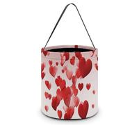 Falling Red Hearts Candy Bag Halloween Trick Or Treat Bucket 7.9x8.3in, Reusable Gift Bags for Party Holiday Wedding