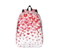 Falling Red Hearts Canvas Backpack Laptop Travel Bag, Water Protection and Ergonomic Straps for College Work, Black, S