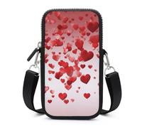 Falling Red Hearts Cell Phone Bag with Detachable Strap, Aesthetic Mini Sling Bag Small Crossbody Bag for Phone