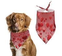 Falling Red Hearts Dog Bandanas for Feeding Grooming, Triangle Pet Bibs Washable Pets Scarf for Cats & Dogs