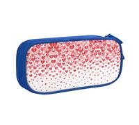 Falling Red Hearts Large Capacity Double Layer Pencil Case,Customizable Full Print Polyester Fabric Organizer-School, Office, Travel Makeup Pouch