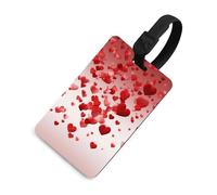 Falling Red Hearts Luggage Tags with ID Card, Durable Travel Bag Tags, Waterproof Name Tag for Suitcases, Backpacks & Travel Cases, Black-style, One Size, classic