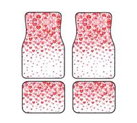 Falling Red Hearts Print Car Floor Mats 4-Piece Set Anti-Slip Cushion Fit Cars Trucks SUV Year-Round Use