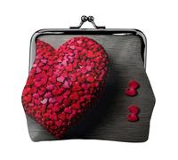 Falling Red Hearts print Cute Buckle Coin Purses Vintage Pouch Kiss lock Change Purse Wallets for Women Fashion, Black, One Size, Vintage