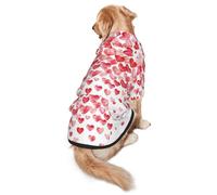 Falling Red Hearts Print Dog Hoodie For Medium To Large Dogs, Warm, Soft, Breathable Sweatshirt, Easy To Wear Jumper For Winter And Fall, Pet Coat Pullover