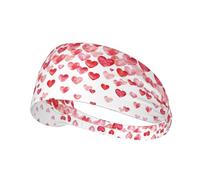 Falling Red Hearts Print Elastic Exercise Headband â€“ Breathable Sports Head Wrap for Yoga, Running, Cycling, Gym Workouts