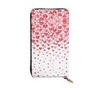 Falling Red Hearts Print Leather Long Clutch Wallet – Fashionable Personalized Wallet, Multiple Card Slots, Gift Ready, Black, One Size