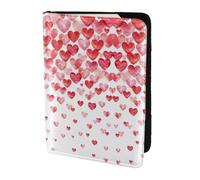 Falling Red Hearts Print Passport Holder for Travel,Wallet Case RFID Blocking Leather Card Slot Protector