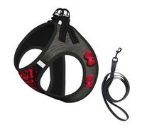 Falling Red Hearts Print Pet Supplies Adjustable Step-In Flex Breathable Mesh Dog Harness For Small Medium Dogs, S-L