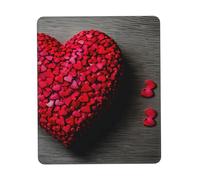 Falling Red Hearts Print Small Desk Pad,Rubber Base with Precision Stitched Edges,Perfect for Office,Gaming