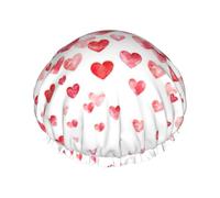 Falling Red Hearts print Stylish Shower Cap Reusable Shower Cap Women Large Shower Cap for Braids Long Hair