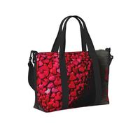 Falling Red Hearts Print Travel Hand Bag Women Lightweight Tote Foldable Daily Weekend Trips Gym Vacation