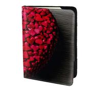 Falling Red Hearts print Travel Wallet Passport Holder Case for Family Leather Passport Cover for Men Women, Black, One Size