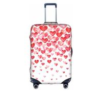 Falling Red Hearts print Washable Travel Luggage Cover Abstract Colorful Print Luggage Suitcase Protector, White, Medium, White, Medium