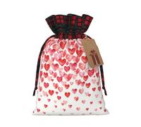 Falling Red Hearts Printed Gift Bag, Perfect Color Blocking Burlap Gift Bag