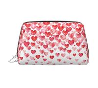 Falling Red Hearts Printed Zippered Toiletry Bag, Wide Open Storage Case for Personal Care Items and Cosmetics