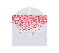 Falling Red Hearts Printing Blank Pearl Paper Greeting Card,Unique Notecards Designs, Envelopes For Thank You, Invitations